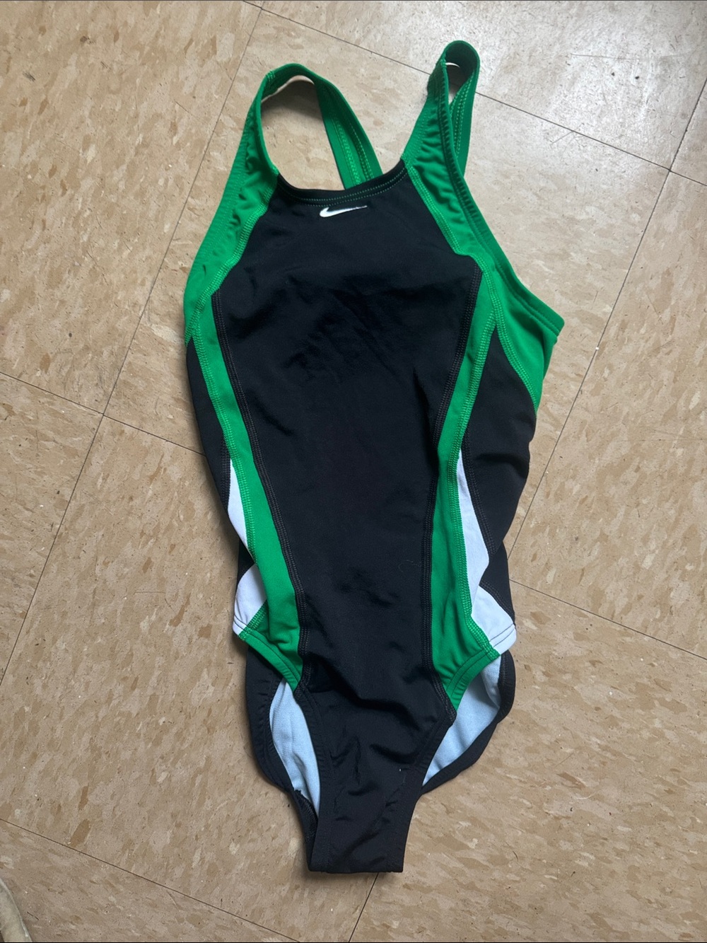 Nike Black, Green & White One-Piece Performance Swimsuit